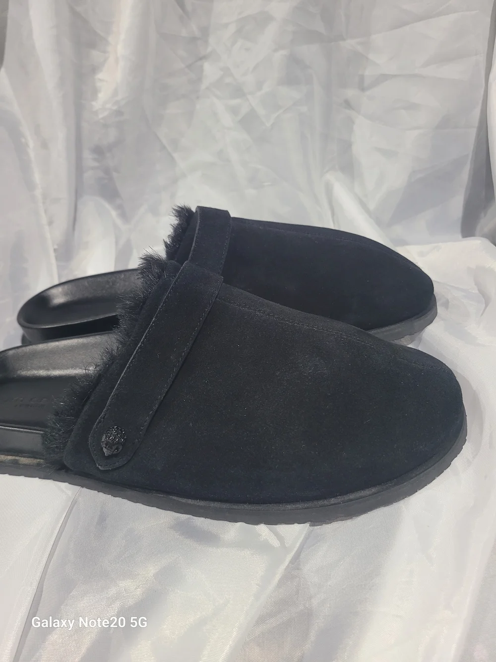 Kurt Geiger London Black Suede Faux Fur Lined Mule Slippers Size 47
